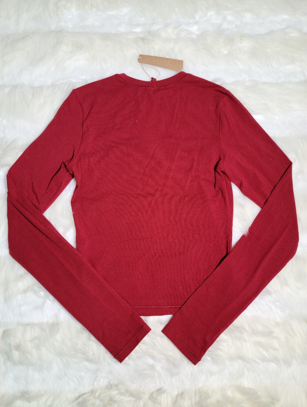 SKIMS Cotton Jersey Long Sleeve T-shirt Red Brick Women Small NEW - Picture 2 of 5